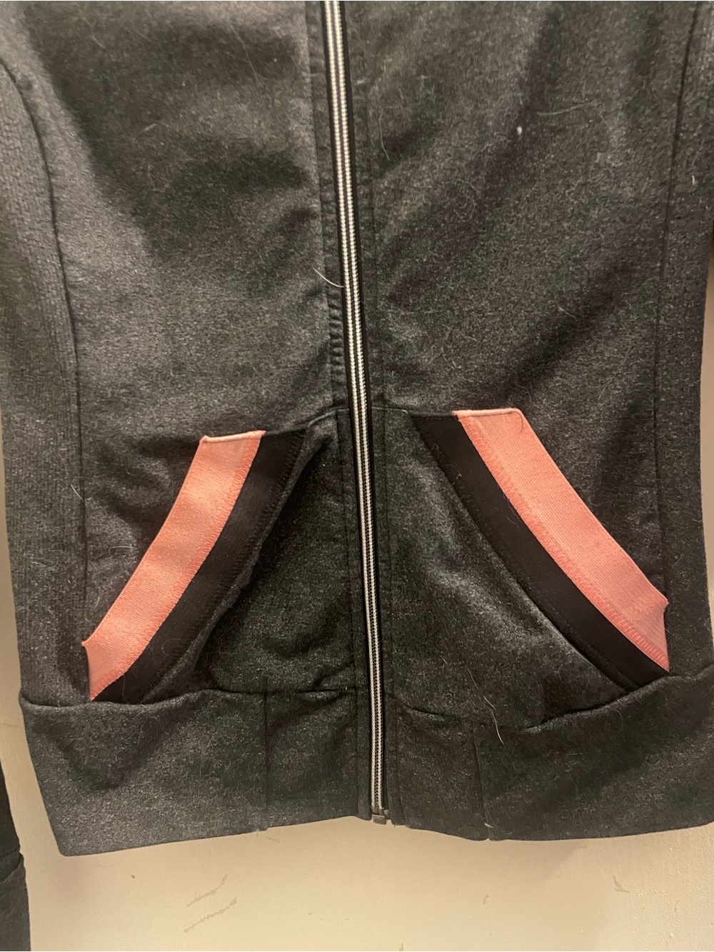 Prana Women's Gray Zip-Up Jacket with Pink & Black Accents on Pockets - Picture 2 of 10
